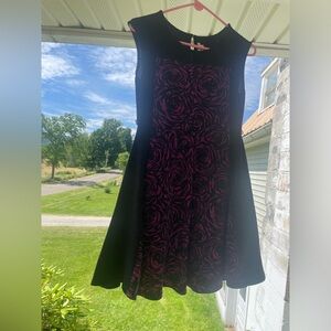 Girls size 16 1/2 black and purple floral dress